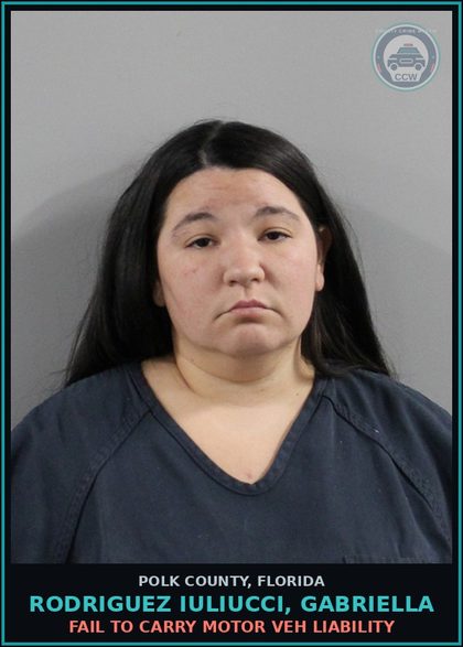 CCW arrest card for RODRIGUEZ IULIUCCI, GABRIELLA in Polk County: Fail to Carry Motor Veh Liability