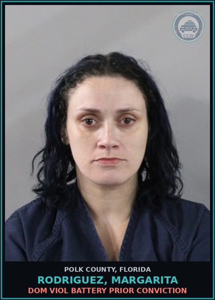 CCW arrest card for RODRIGUEZ, MARGARITA in Polk County: Dom Viol Battery Prior Conviction