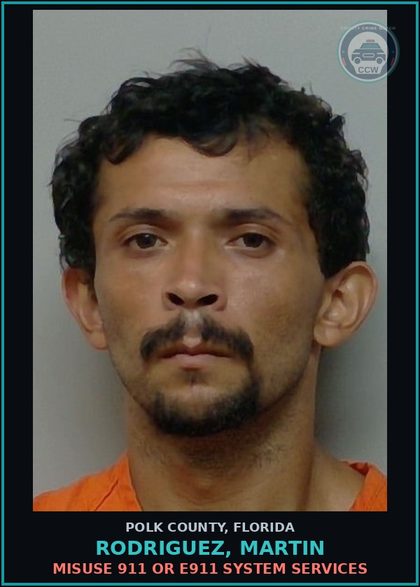 CCW arrest card for RODRIGUEZ, MARTIN in Polk County: Misuse 911 or E911 System Services