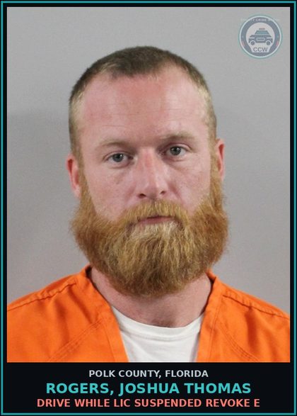 CCW arrest card for ROGERS, JOSHUA THOMAS in Polk County: Drive While Lic Suspended Revoke E