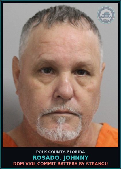 CCW arrest card for ROSADO, JOHNNY in Polk County: Dom Viol Commit Battery by Strangu