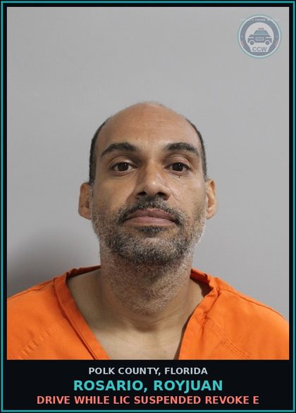 CCW arrest card for ROSARIO, ROYJUAN in Polk County: Drive While Lic Suspended Revoke E