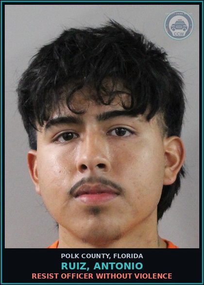 CCW arrest card for RUIZ, ANTONIO in Polk County: Resist Officer without Violence