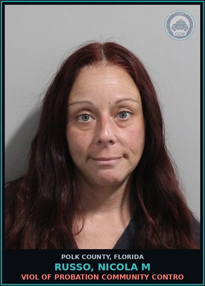 CCW arrest card for RUSSO, NICOLA M in Polk County: Viol of Probation Community Contro