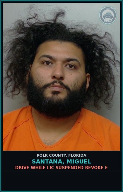 CCW arrest card for SANTANA, MIGUEL in Polk County: Drive While Lic Suspended Revoke E