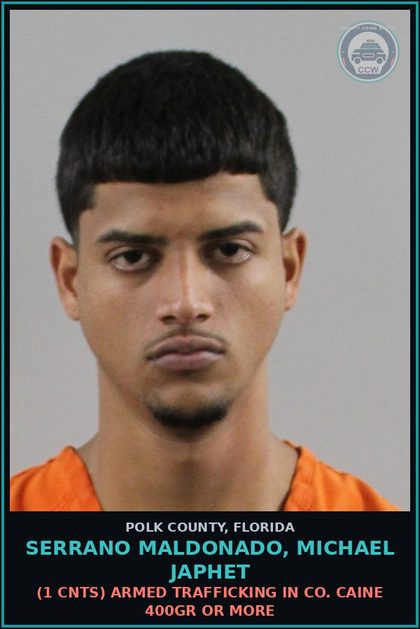 CCW arrest card for SERRANO MALDONADO, MICHAEL JAPHET in Polk County: Possess Structure VEH Know Traffic