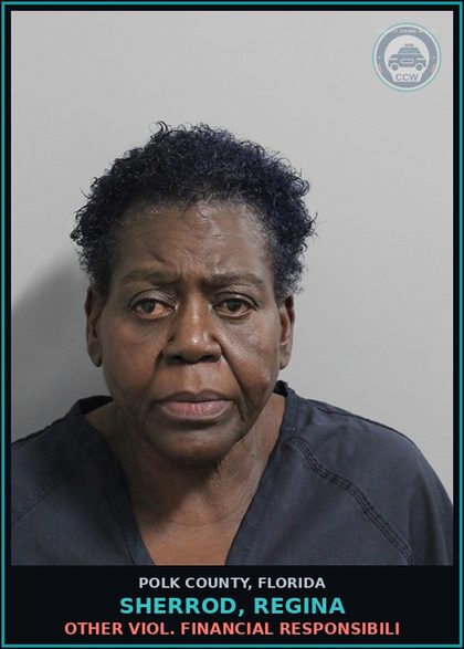 CCW arrest card for SHERROD, REGINA in Polk County: Other Viol. Financial Responsibili