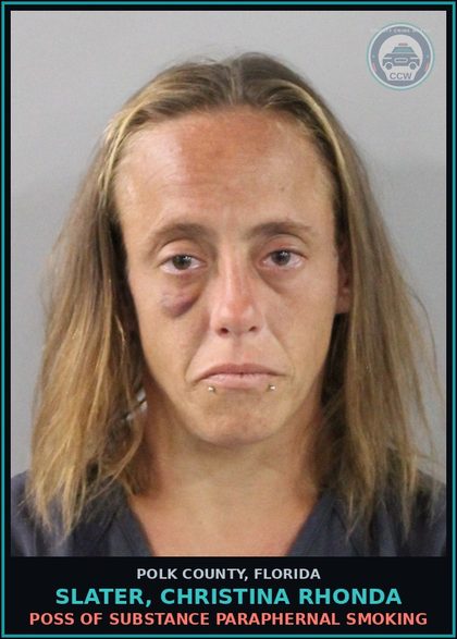CCW arrest card for SLATER, CHRISTINA RHONDA in Polk County: POSS OF DRUG PARAPHERNAL SMOKING
