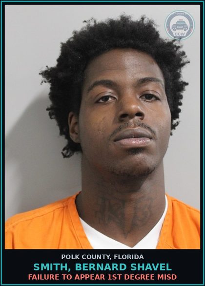 CCW arrest card for SMITH, BERNARD SHAVEL in Polk County: FAILURE TO APPEAR 1st Degree Misd