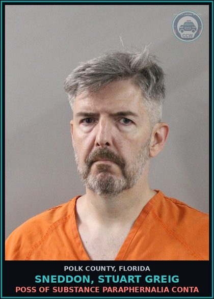 CCW arrest card for SNEDDON, STUART GREIG in Polk County: Canna POSSESS Not More Than 20
