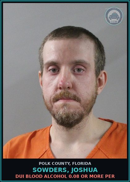 CCW arrest card for SOWDERS, JOSHUA in Polk County: DUI Blood Alcohol 0.08 Or More Per
