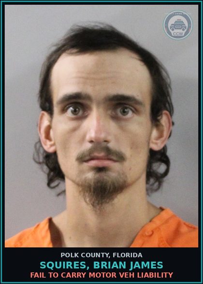 CCW arrest card for SQUIRES, BRIAN JAMES in Polk County: Fail to Carry Motor Veh Liability