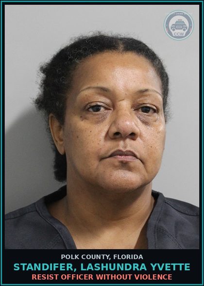 CCW arrest card for STANDIFER, LASHUNDRA YVETTE in Polk County: Resist Officer without Violence