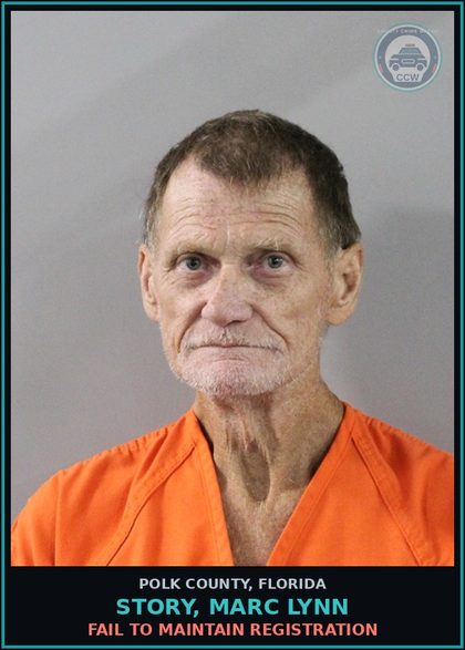 CCW arrest card for STORY, MARC LYNN in Polk County: Fail to Maintain Registration
