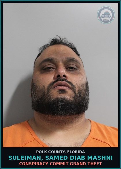 CCW arrest card for SULEIMAN, SAMED DIAB MASHNI in Polk County: Conspiracy Commit Grand Theft