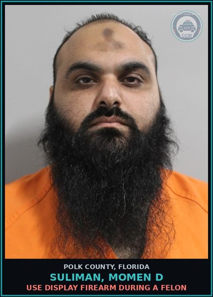 CCW arrest card for SULIMAN, MOMEN D in Polk County: Use Display Firearm During a Felon