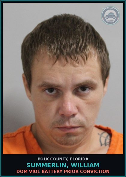 CCW arrest card for SUMMERLIN, WILLIAM in Polk County: Dom Viol Battery Prior Conviction