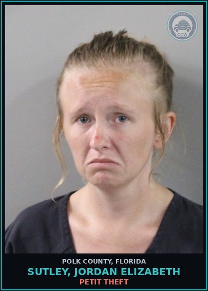 CCW arrest card for SUTLEY, JORDAN ELIZABETH in Polk County: Resist Officer without Violence