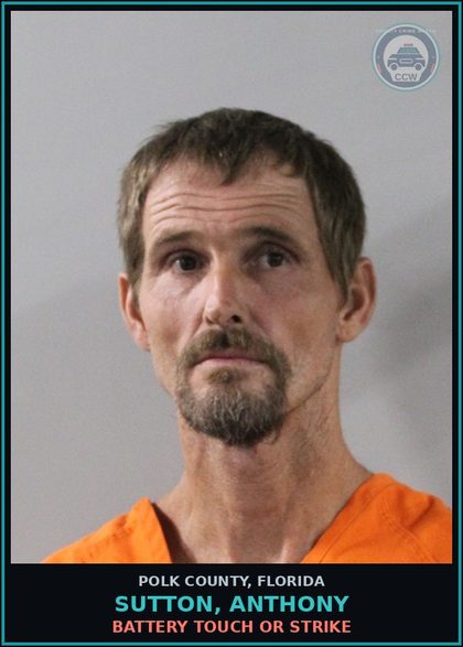 CCW arrest card for SUTTON, ANTHONY in Polk County: Battery Touch Or Strike