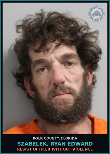 CCW arrest card for SZABELEK, RYAN EDWARD in Polk County: Resist Officer without Violence