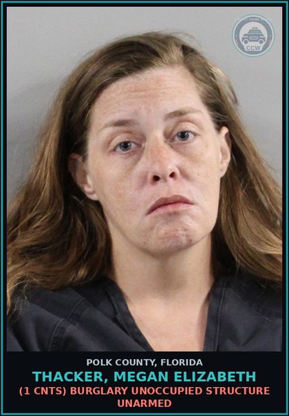 CCW arrest card for THACKER, MEGAN ELIZABETH in Polk County: (1 cnts) USE 2 WAY COMMINICATION DEVICE TO COMMIT FELONY