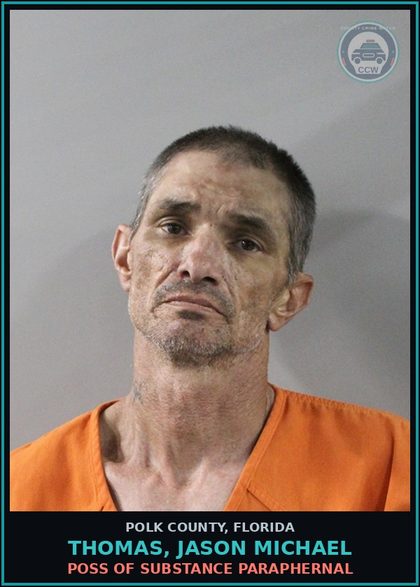 CCW arrest card for THOMAS, JASON MICHAEL in Polk County: POSS OF DRUG PARAPHERNAL
