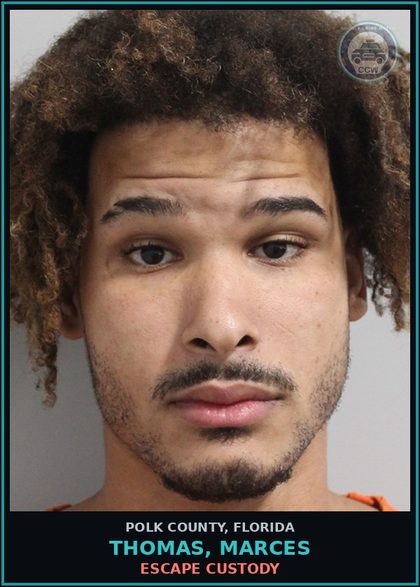 CCW arrest card for THOMAS, MARCES in Polk County: ESCAPE custody