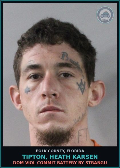 CCW arrest card for TIPTON, HEATH KARSEN in Polk County: Dom Viol Commit Battery by Strangu