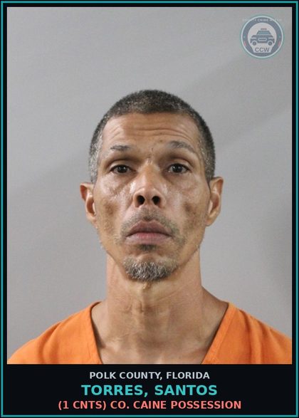 CCW arrest card for TORRES, SANTOS in Polk County: Poss. Use Narcotic Paraphernalia