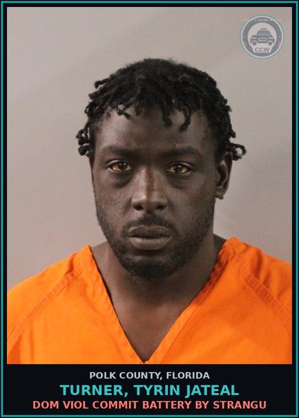 CCW arrest card for TURNER, TYRIN JATEAL in Polk County: Dom Viol Commit Battery by Strangu