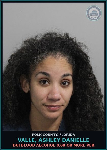 CCW arrest card for VALLE, ASHLEY DANIELLE in Polk County: DUI Blood Alcohol 0.08 Or More Per