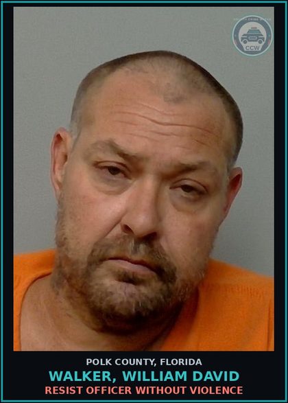 CCW arrest card for WALKER, WILLIAM DAVID in Polk County: Resist Officer without Violence