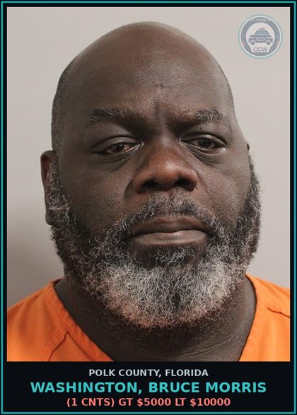 CCW arrest card for WASHINGTON, BRUCE MORRIS in Polk County: (1 cnts) GT $5000 LT $10000