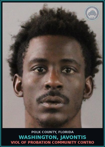 CCW arrest card for WASHINGTON, JAVONTIS in Polk County: Viol of Probation Community Contro