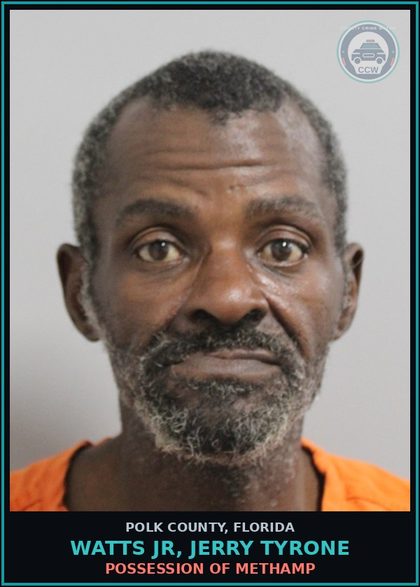 CCW arrest card for WATTS JR, JERRY TYRONE in Polk County: (1 cnts) POSS. USE NARCOTIC PARAPHERNALIA