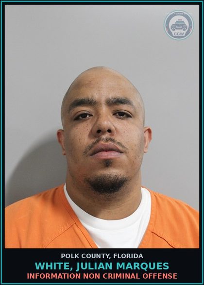 CCW arrest card for WHITE, JULIAN MARQUES in Polk County: Information Non Criminal Offense