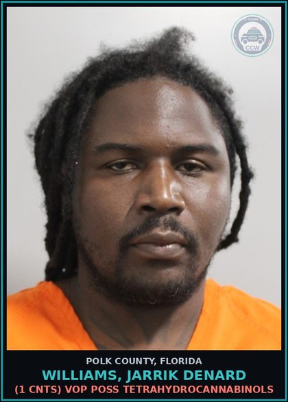 CCW arrest card for WILLIAMS, JARRIK DENARD in Polk County: (1 cnts) VOP POSS TETRAHYDROCANNABINOLS