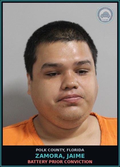 CCW arrest card for ZAMORA, JAIME in Polk County: Battery Prior Conviction