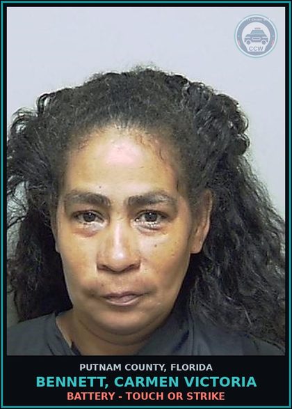 CCW arrest card for BENNETT, CARMEN VICTORIA in Putnam County: BATTERY - TOUCH OR STRIKE