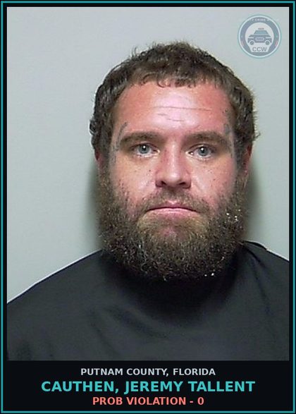CCW arrest card for CAUTHEN, JEREMY TALLENT in Putnam County: PROB VIOLATION - 0