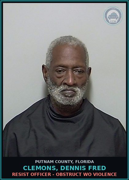 CCW arrest card for CLEMONS, DENNIS FRED in Putnam County: RESIST OFFICER - OBSTRUCT WO VIOLENCE
