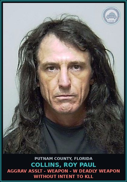 CCW arrest card for COLLINS, ROY PAUL in Putnam County: RESIST OFFICER - OBSTRUCT WO VIOLENCE
