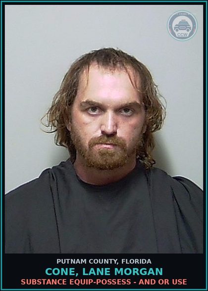 CCW arrest card for CONE, LANE MORGAN in Putnam County: DRUG EQUIP-POSSESS - AND OR USE