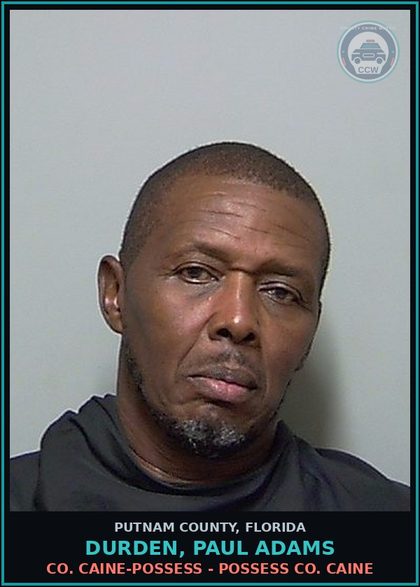 CCW arrest card for DURDEN, PAUL ADAMS in Putnam County: COCAINE-POSSESS - POSSESS COCAINE