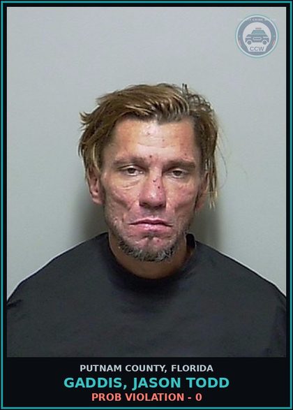 CCW arrest card for GADDIS, JASON TODD in Putnam County: PROB VIOLATION - 0