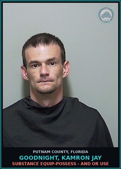 CCW arrest card for GOODNIGHT, KAMRON JAY in Putnam County: DRUG EQUIP-POSSESS - AND OR USE