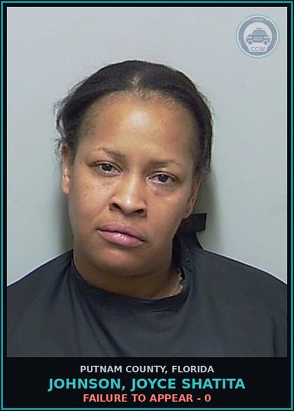 CCW arrest card for JOHNSON, JOYCE SHATITA in Putnam County: FAILURE TO APPEAR - 0