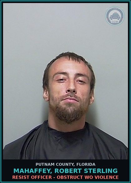 CCW arrest card for MAHAFFEY, ROBERT STERLING in Putnam County: PUBLIC ORDER CRIMES - WEAR HOOD OR MASK ON STREET