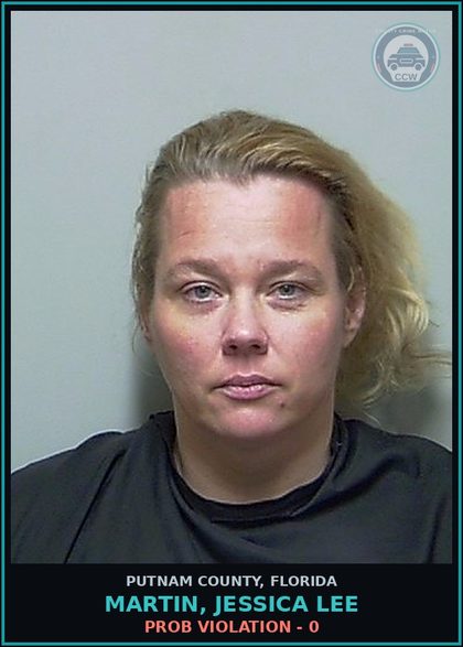 CCW arrest card for MARTIN, JESSICA LEE in Putnam County: PROB VIOLATION - 0