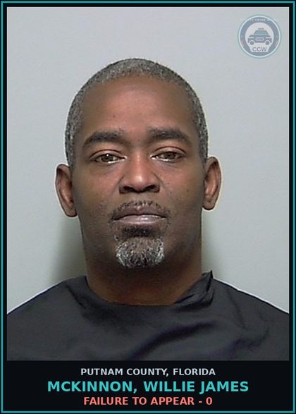 CCW arrest card for MCKINNON, WILLIE JAMES in Putnam County: FAILURE TO APPEAR - 0